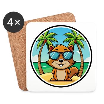 Eichhörnchen Lustige Cartoon Sommer Strand Sonnenbrille - Untersetzer (4er-Set) - Weiß - Vorne