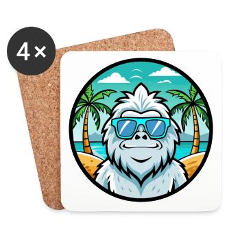 Yeti Lustige Cartoon Sommer Strand Sonnenbrille Aufkleber - Untersetzer (4er-Set) - Weiß - Vorne