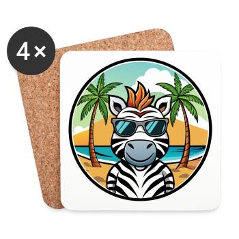 Zebra Lustige Cartoon Sommer Strand Sonnenbrille Cool - Untersetzer (4er-Set) - Weiß - Vorne