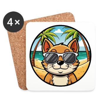 Bambino Cat Breed Cartoon Lunettes de soleil Beach - Dessous de verre (lot de 4) - blanc - Devant