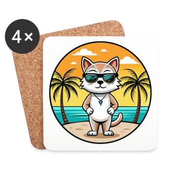 Burmilla Cat Breed Cartoon Lunettes de soleil Beach - Dessous de verre (lot de 4) - blanc - Devant