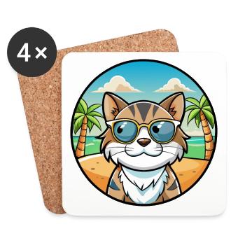 Verdünnte Kattunkatzenrasse Cartoon Sonnenbrille Strand - Untersetzer (4er-Set) - Weiß - Vorne