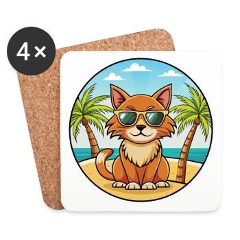 Havanna Braune Katzenrasse Cartoon Sonnenbrille Strand - Untersetzer (4er-Set) - Weiß - Vorne