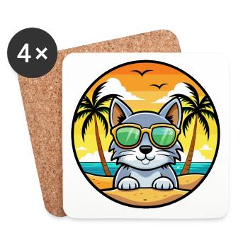 Australische Nebelkatzenrasse Cartoon Sonnenbrille Strand - Untersetzer (4er-Set) - Weiß - Vorne