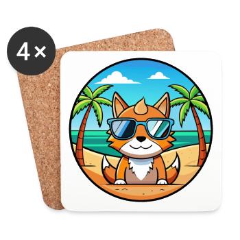 German Rex Cat Breed Cartoon Sunglasses Beach - Coasters (set of 4) - white - Front