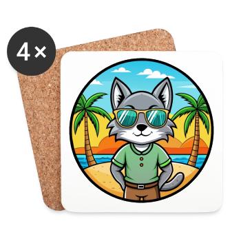 Korat Cat Breed Cartoon Sunglasses Beach - Coasters (set of 4) - white - Front