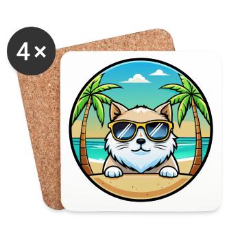 Himalayan Cat Breed Cartoon Sunglasses Beach - Coasters (set of 4) - white - Front