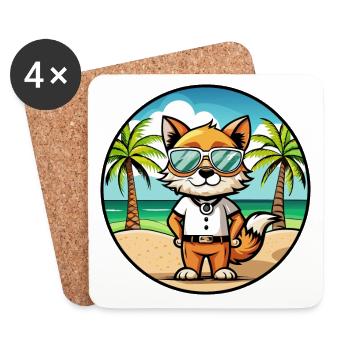 Javanais Race Dessin Animé Lunettes De Soleil Plage - Dessous de verre (lot de 4) - blanc - Devant