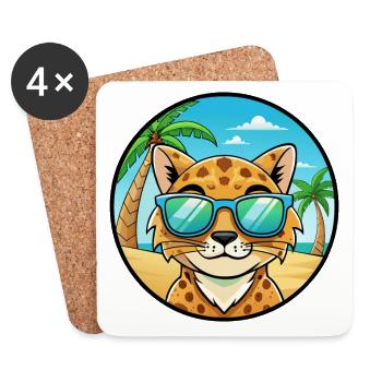 Australische gefleckte Nebelkatzenrasse Cartoon Beach - Untersetzer (4er-Set) - Weiß - Vorne