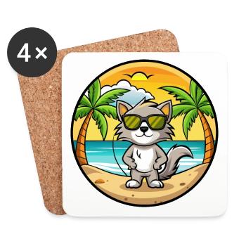 Burmilla Cat Breed Cartoon Lunettes de soleil Beach - Dessous de verre (lot de 4) - blanc - Devant