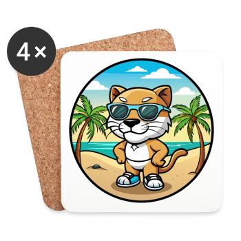 Bébé Chat Race Dessin Animé Lunettes De Soleil Plage - Dessous de verre (lot de 4) - blanc - Devant