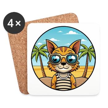 Ocicat Breed Cartoon Sunglasses Beach - Coasters (set of 4) - white - Front