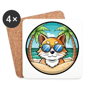 Ragdoll Cat Breed Cartoon Lunettes de soleil Beach - Dessous de verre (lot de 4) - blanc - Devant
