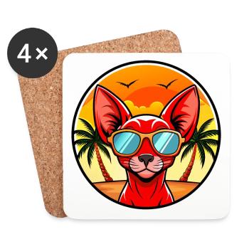 Lunettes de soleil de dessin animé Devon Rex Redon Rex Race Beach - Dessous de verre (lot de 4) - blanc - Devant