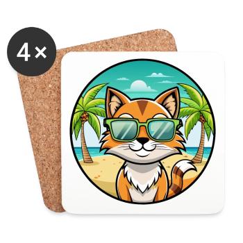 Sokoke Cat Breed Cartoon Lunettes de soleil Beach - Dessous de verre (lot de 4) - blanc - Devant