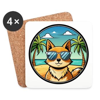 Tonkinois Race Chat Dessin Animé Lunettes De Soleil Plage - Dessous de verre (lot de 4) - blanc - Devant