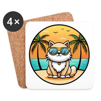 Lunettes de soleil Colorpoint Persian Cat Breed Cartoon - Dessous de verre (lot de 4) - blanc - Devant