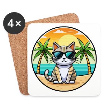 Amerikanische Kurzhaarkatze Rasse Cartoon Sonnenbrille - Untersetzer (4er-Set) - Weiß - Vorne