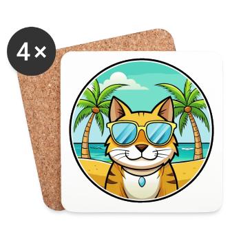 Lunettes de soleil brésiliennes à poil court de race de chat de dessin animé - Dessous de verre (lot de 4) - blanc - Devant
