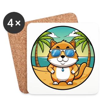 Hosico Cat Breed Cartoon Lunettes de soleil Beach - Dessous de verre (lot de 4) - blanc - Devant