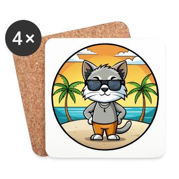 Javanais Race Dessin Animé Lunettes De Soleil Plage - Dessous de verre (lot de 4) - blanc - Devant