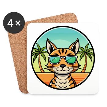 Ocicat Breed Cartoon Sunglasses Beach - Coasters (set of 4) - white - Front