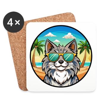 Forêt norvégienne Race Dessin animé Lunettes de soleil Plage - Dessous de verre (lot de 4) - blanc - Devant