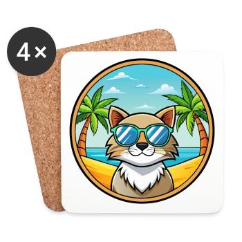 Siberian Cat Breed Cartoon Lunettes de soleil Beach - Dessous de verre (lot de 4) - blanc - Devant