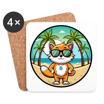 Khao Manee Cat Breed Cartoon Lunettes de soleil Beach - Dessous de verre (lot de 4) - blanc - Devant