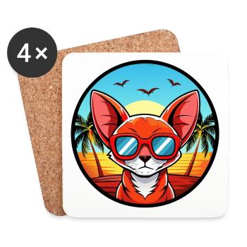 Lunettes de soleil de dessin animé Devon Rex Redon Rex Race Beach - Dessous de verre (lot de 4) - blanc - Devant