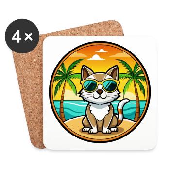 Siamois Race Dessin Animé Lunettes De Soleil Plage - Dessous de verre (lot de 4) - blanc - Devant