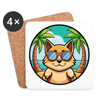 Tonkinois Race Chat Dessin Animé Lunettes De Soleil Plage - Dessous de verre (lot de 4) - blanc - Devant
