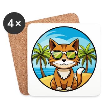 Havana Brown Cat Breed Cartoon Lunettes de soleil Plage - Dessous de verre (lot de 4) - blanc - Devant