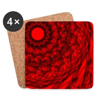 Schwarzes und rotes geometrisches Design - Untersetzer (4er-Set) - Weiß - Vorne
