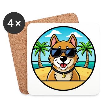 Alano Español Hunderasse Cartoon Sonnenbrille Strand - Untersetzer (4er-Set) - Weiß - Vorne