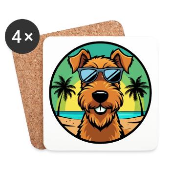 Airedale Terrier Hunderasse Cartoon Sonnenbrille Strand - Untersetzer (4er-Set) - Weiß - Vorne