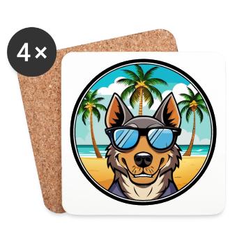 Beauceron Hunderasse Cartoon Sonnenbrille Strand - Untersetzer (4er-Set) - Weiß - Vorne