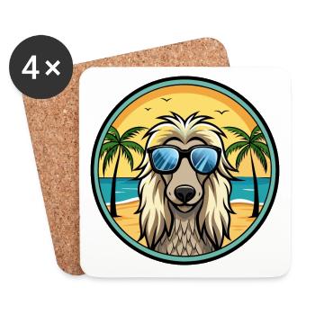 Afghanischer Windhund Hunderasse Cartoon Sonnenbrille Strand - Untersetzer (4er-Set) - Weiß - Vorne