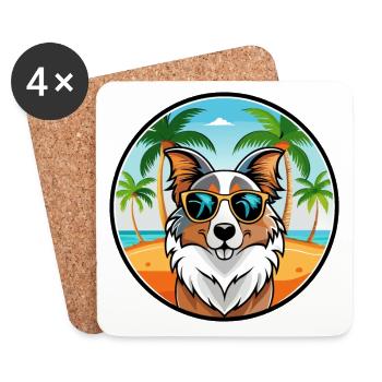 Lunettes de soleil de race de chien de berger australien - Dessous de verre (lot de 4) - blanc - Devant