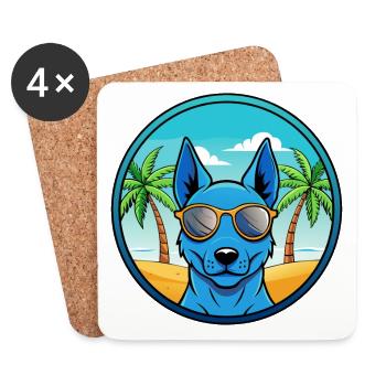 Lunettes de soleil de dessin animé Blue Thai Ridgeback Dog Breed - Dessous de verre (lot de 4) - blanc - Devant