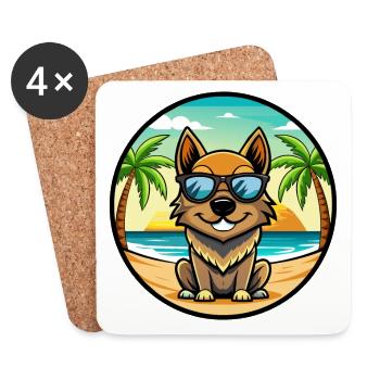 Black Tan Hund Rasse Cartoon Sonnenbrille Strand - Untersetzer (4er-Set) - Weiß - Vorne