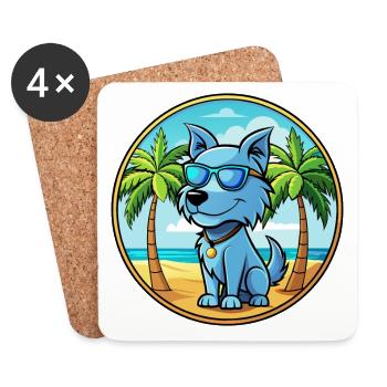 Bleu De Gascogne Hunderasse Cartoon Sonnenbrille Strand - Untersetzer (4er-Set) - Weiß - Vorne
