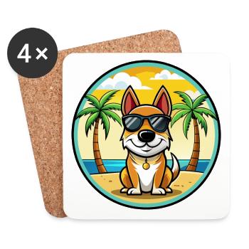 Ariegeois Chien Race Dessin Animé Lunettes de Soleil Plage - Dessous de verre (lot de 4) - blanc - Devant