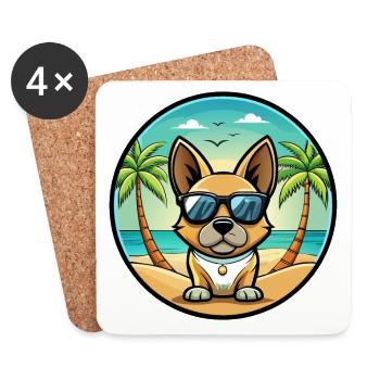 Braque Francais Dog Breed Cartoon Sunglasses Beach - Coasters (set of 4) - white - Front