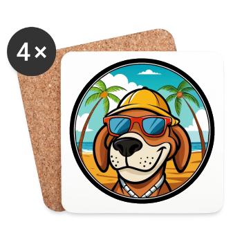 Bruno Jura Hound Hunderasse Cartoon Sonnenbrille Strand - Untersetzer (4er-Set) - Weiß - Vorne