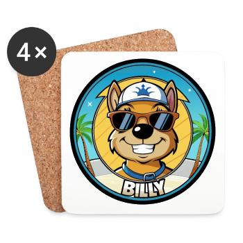 Billy Hunderasse Cartoon Sonnenbrille Strand - Untersetzer (4er-Set) - Weiß - Vorne