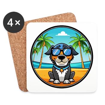 Bluetick Coonhound Dog Breed Lunettes de soleil de dessin animé - Dessous de verre (lot de 4) - blanc - Devant