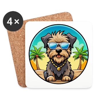 Lunettes de soleil Bouvier Des Flandres Dog Breed Cartoon - Dessous de verre (lot de 4) - blanc - Devant
