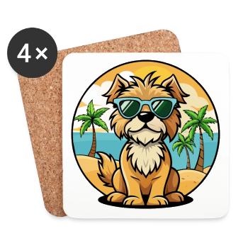 Briquet Griffon Vendeen Race de chien Cartoon Beach - Dessous de verre (lot de 4) - blanc - Devant