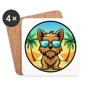 Griffon de Bruxelles Race De Chien Dessin Animé Lunettes De Soleil Plage - Dessous de verre (lot de 4) - blanc - Devant